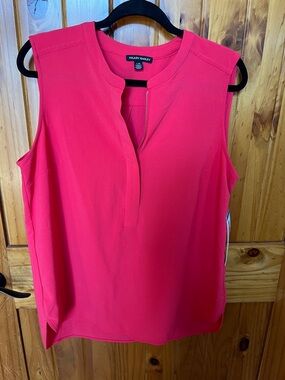 Hilary Radley Bright Pink Sleeveless Notch-Neck Blouse
